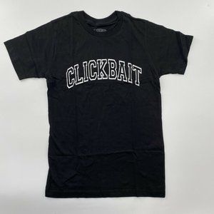 Clickbait Short Sleeve T-Shirt Black Collegiate Logo David Dobrik VLOG Size S